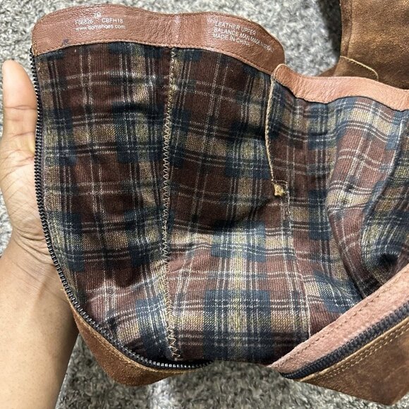 Born Basil Riding Boots Chestnut Burnt Brown Suede Leather Buckle Knee High 7 M - Picture 7 of 7